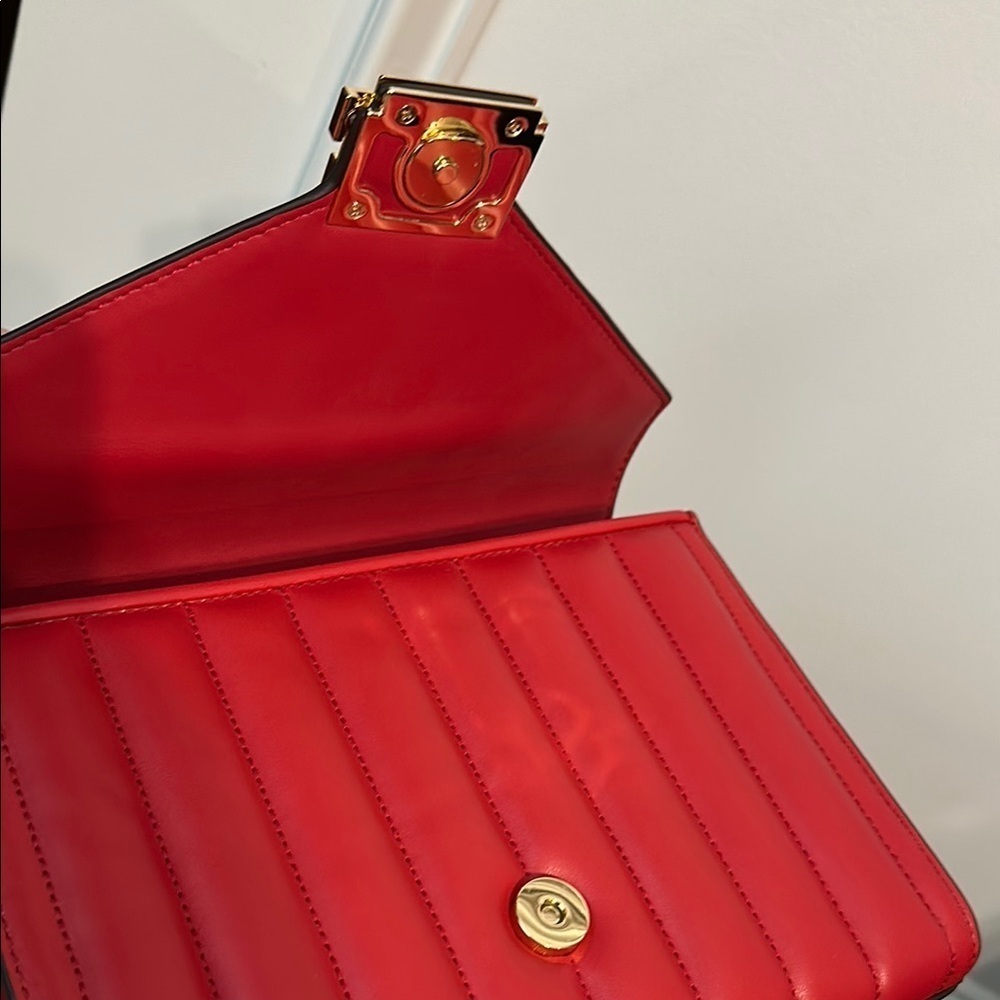 Michael Kors Red Quilted Leather Shoulder Bag - Picture 10 of 13
